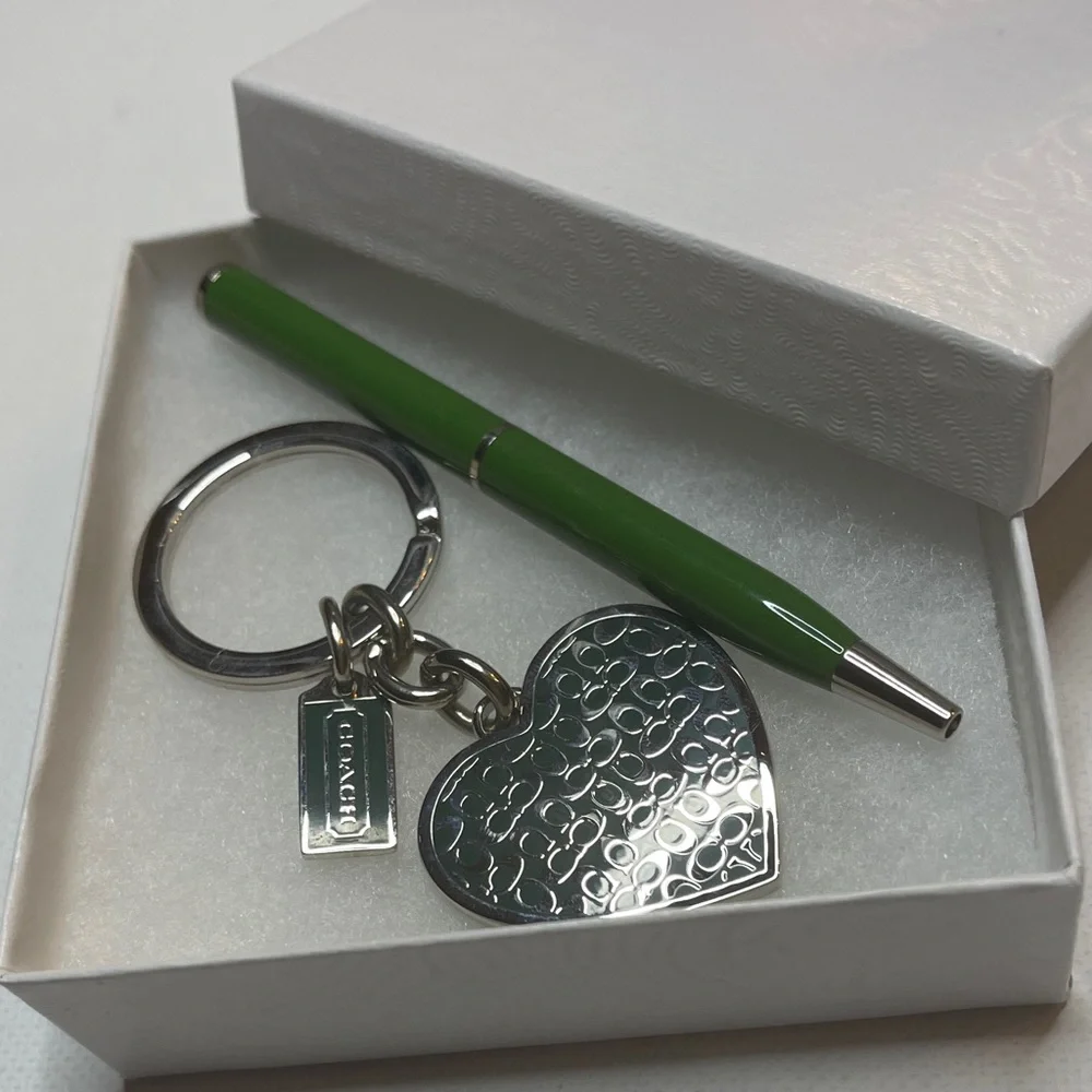 Coach Green Heart Keychain and Green Coach Pen - Picture 6 of 6